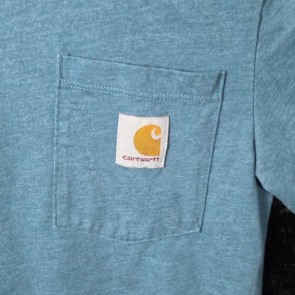 Carhartt Kids Blue Heathered Short Sleeve Pocket T-Shirt Graphic Size S 8-10